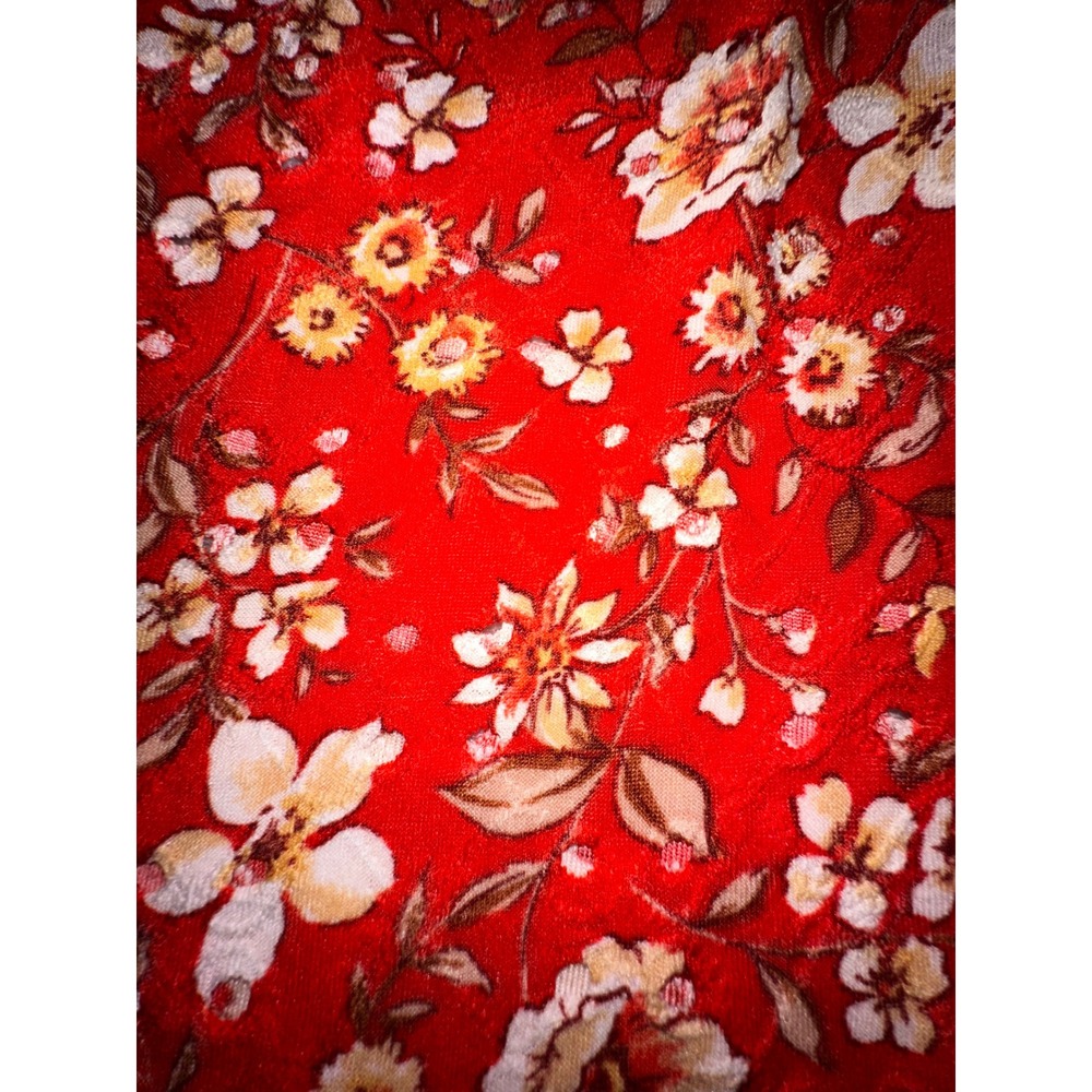 Indigo Rose Floral Print Top Red White Yellow Square Neck Blouse - M - Picture 2 of 7
